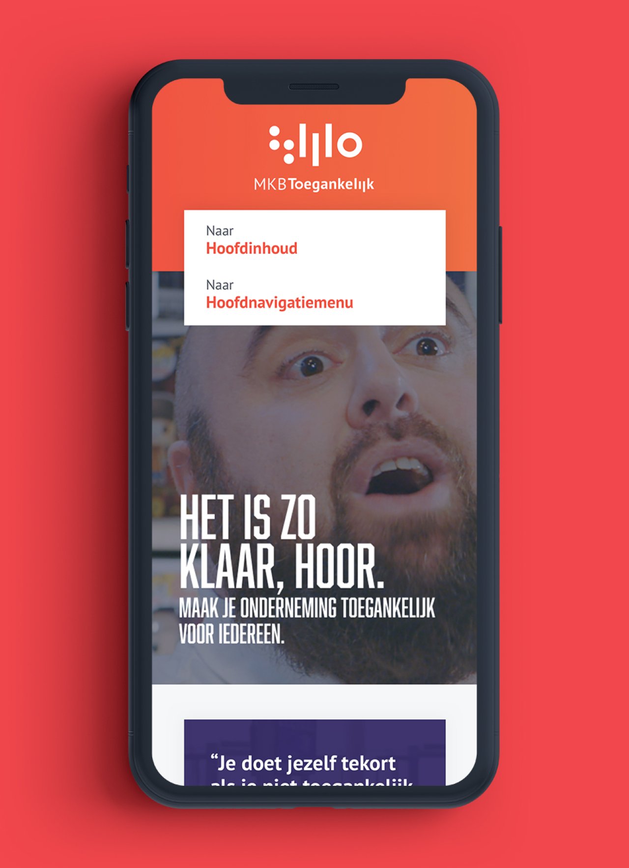 Mobiele weergave van de vernieuwde MKB Toegankelijk website